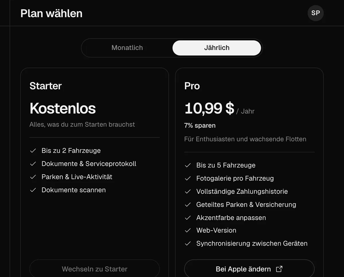 Plan wählen im Web am Computer