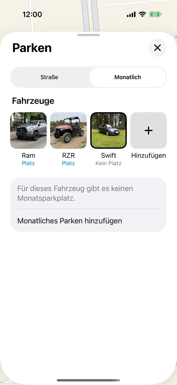 Ein Fahrzeug ohne monatliches Parken