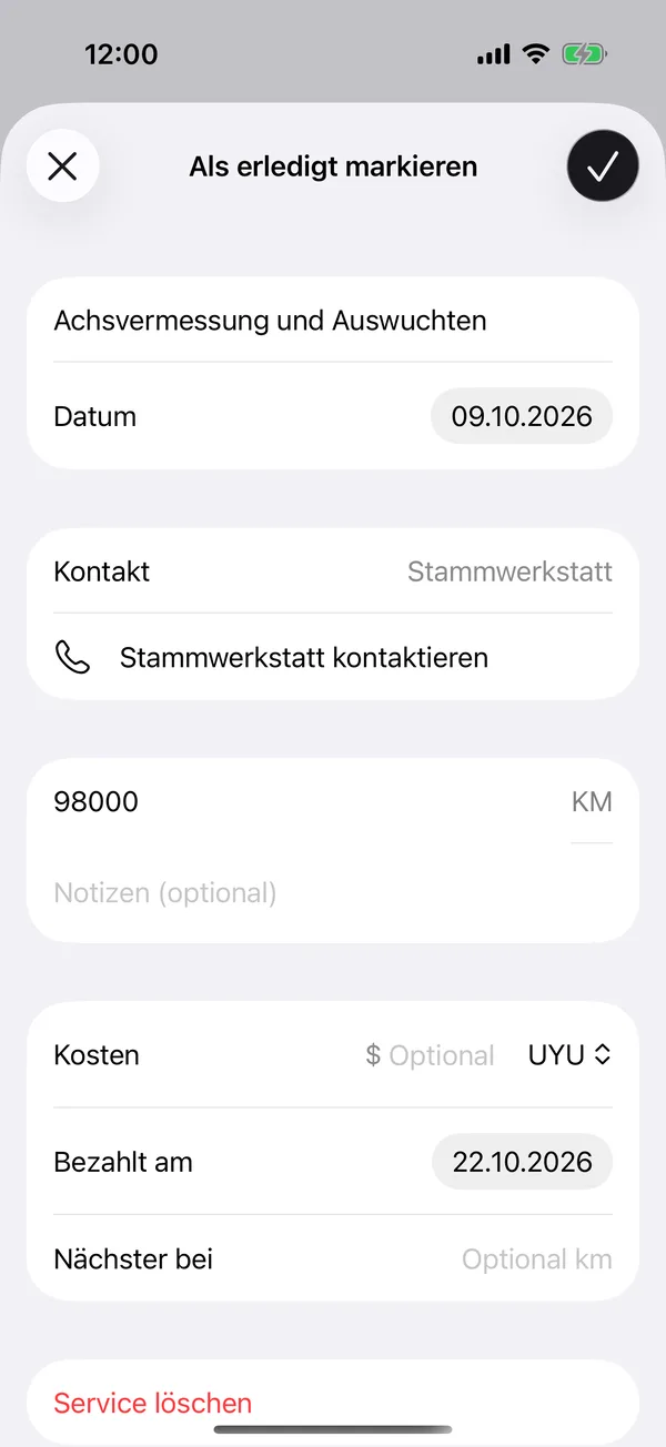Ein Service mit seinem Kontakt
