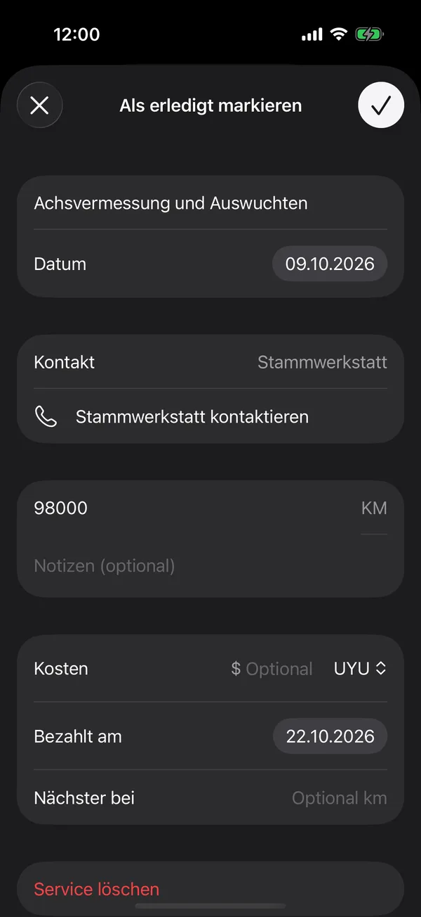Ein Service mit seinem Kontakt