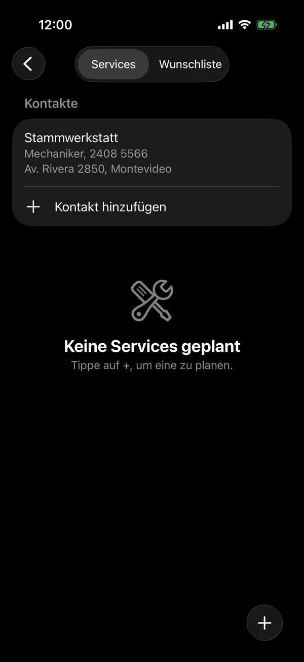 Kontakte im Tab Services