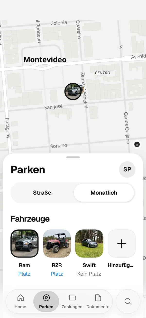 Monatlich im Web, mit den Stellplätzen auf der Karte