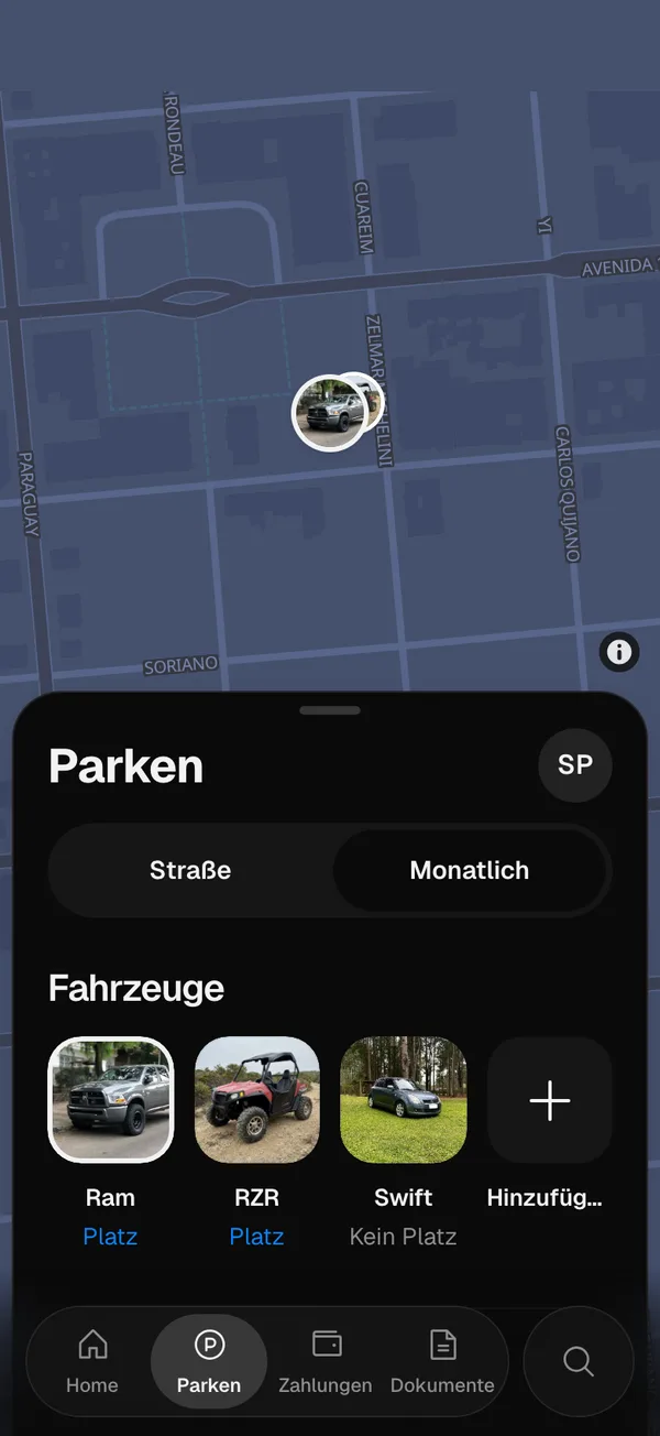 Monatlich im Web, mit den Stellplätzen auf der Karte