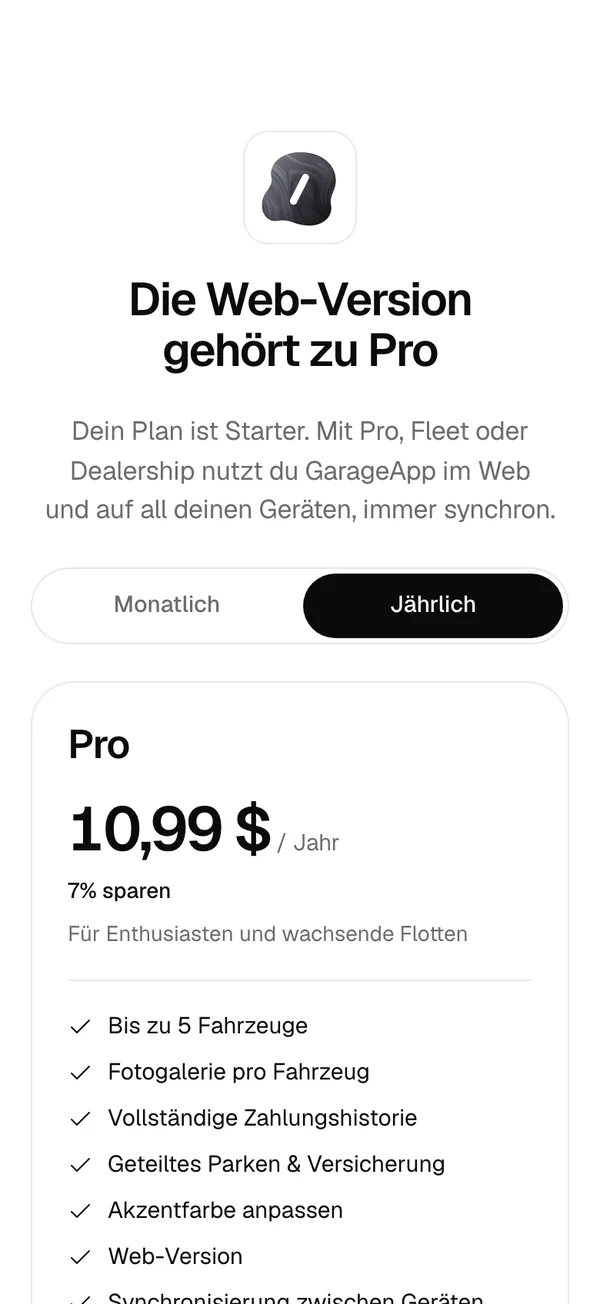 Der Bildschirm Die Web-Version gehört zu Pro