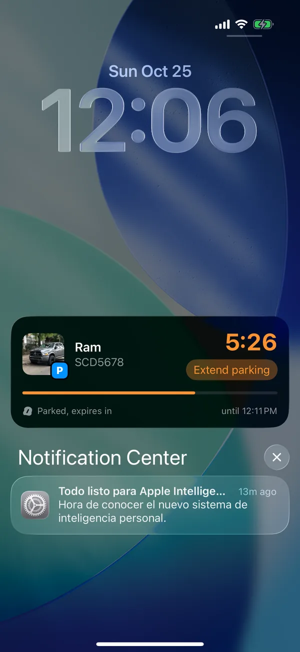 Under 10 minutes, in orange with Extend parking