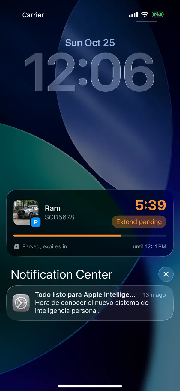 Under 10 minutes, in orange with Extend parking