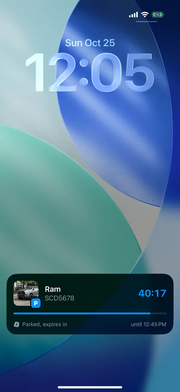 The Lock Screen with the parking countdown