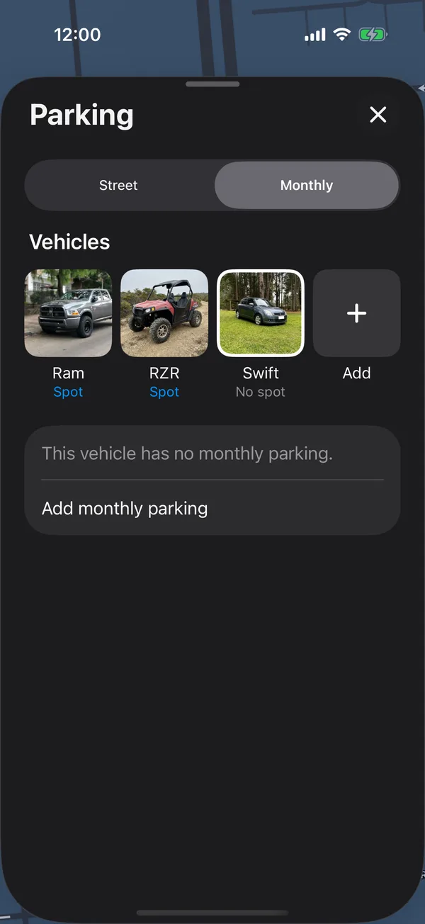 A vehicle marked without monthly parking