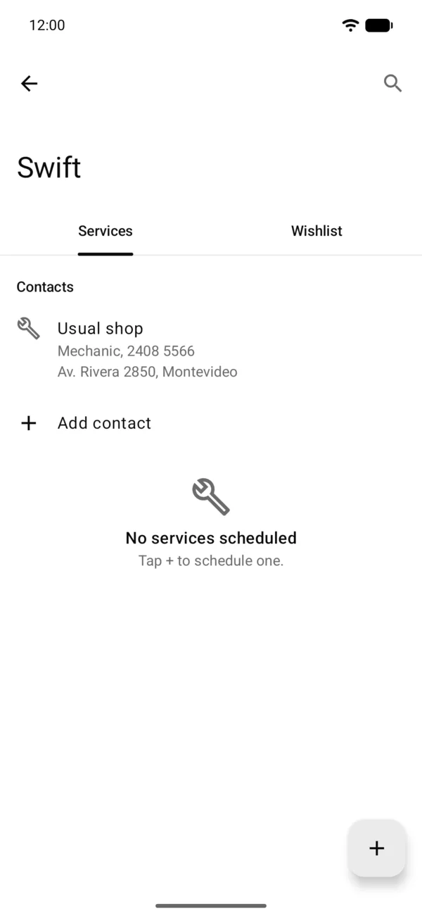 Contacts on the Services tab