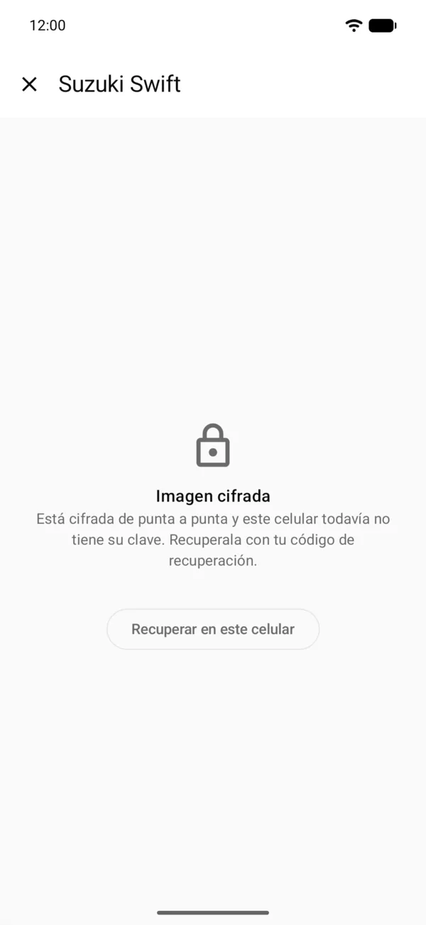 Una libreta con Imagen cifrada y Recuperar en este iPhone