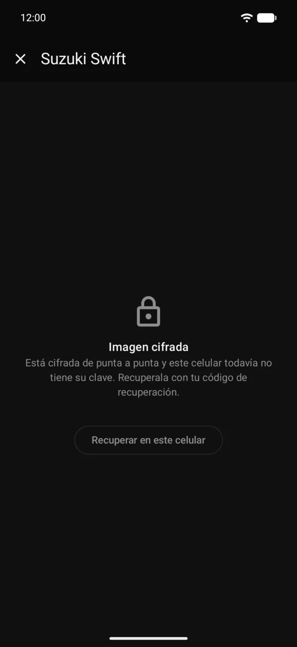 Una libreta con Imagen cifrada y Recuperar en este iPhone