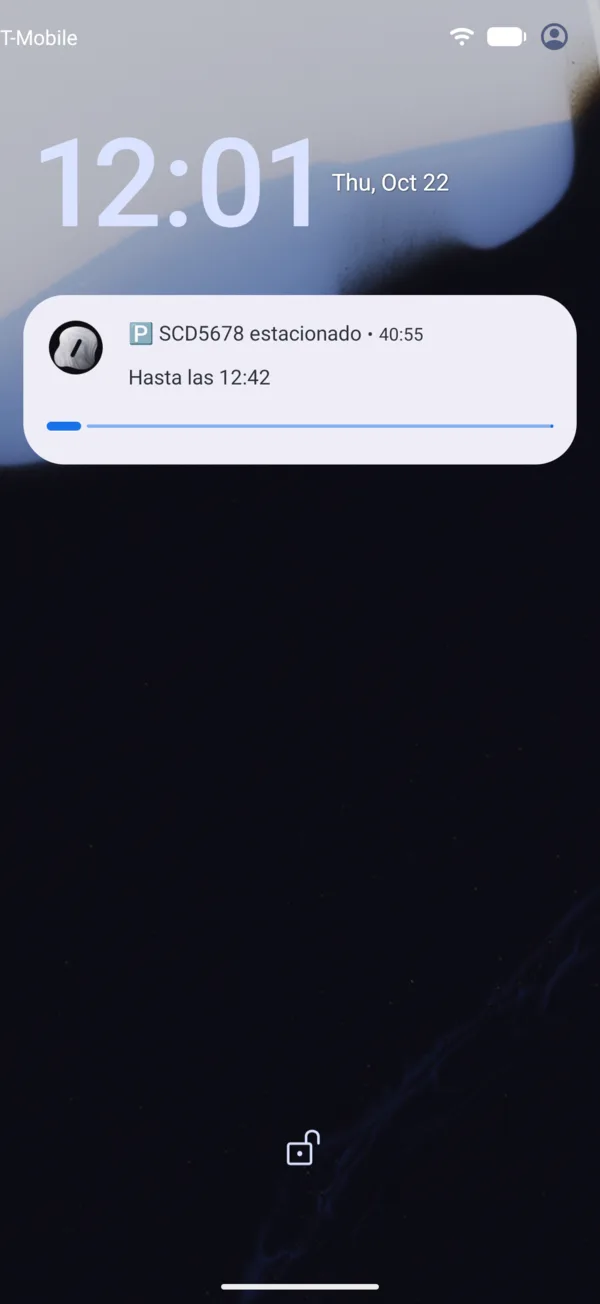 La pantalla bloqueada con la cuenta regresiva del tarifado