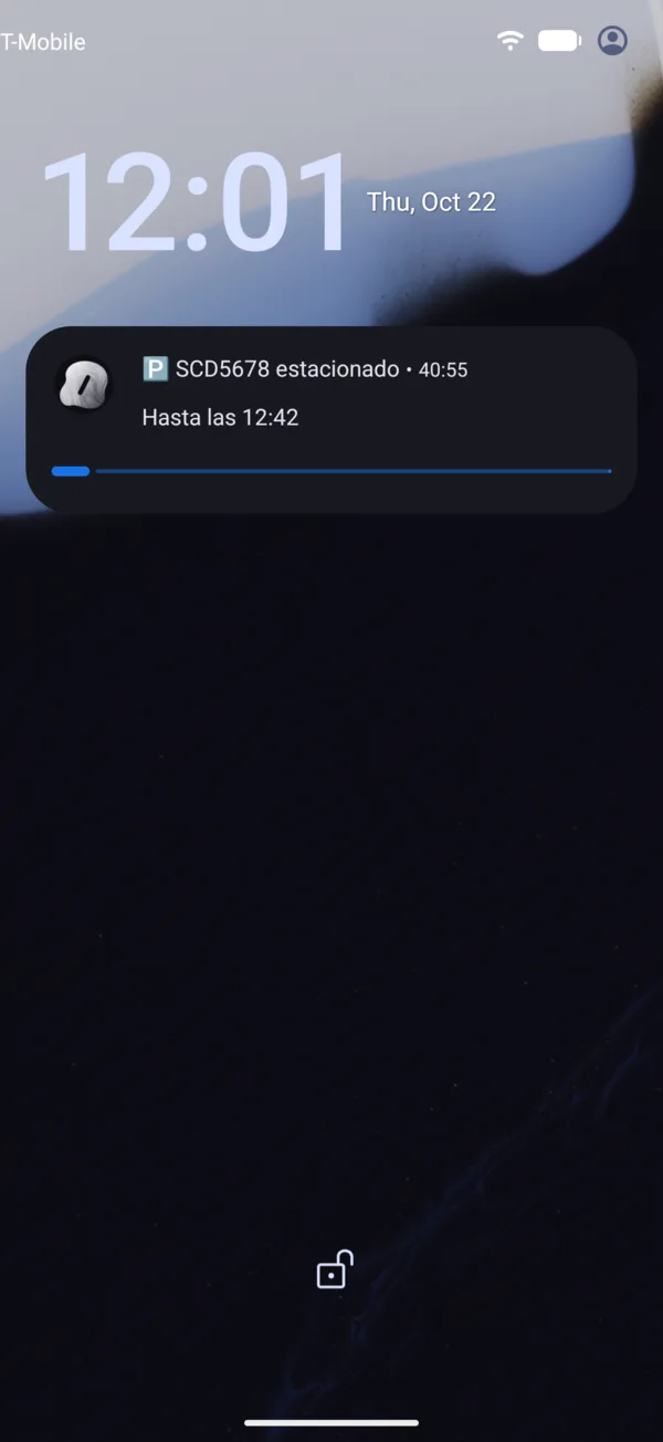 La pantalla bloqueada con la cuenta regresiva del tarifado