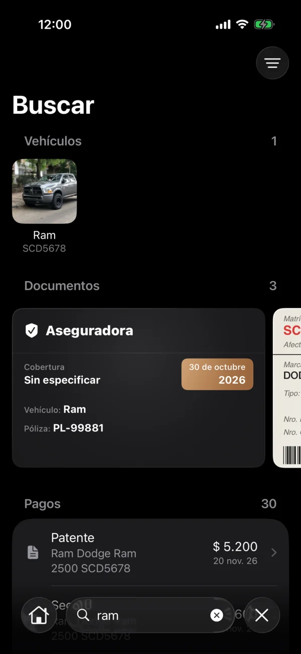 Resultados de pesquisa no GarageApp