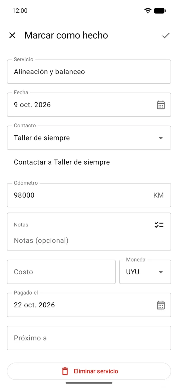 Un service con su contacto