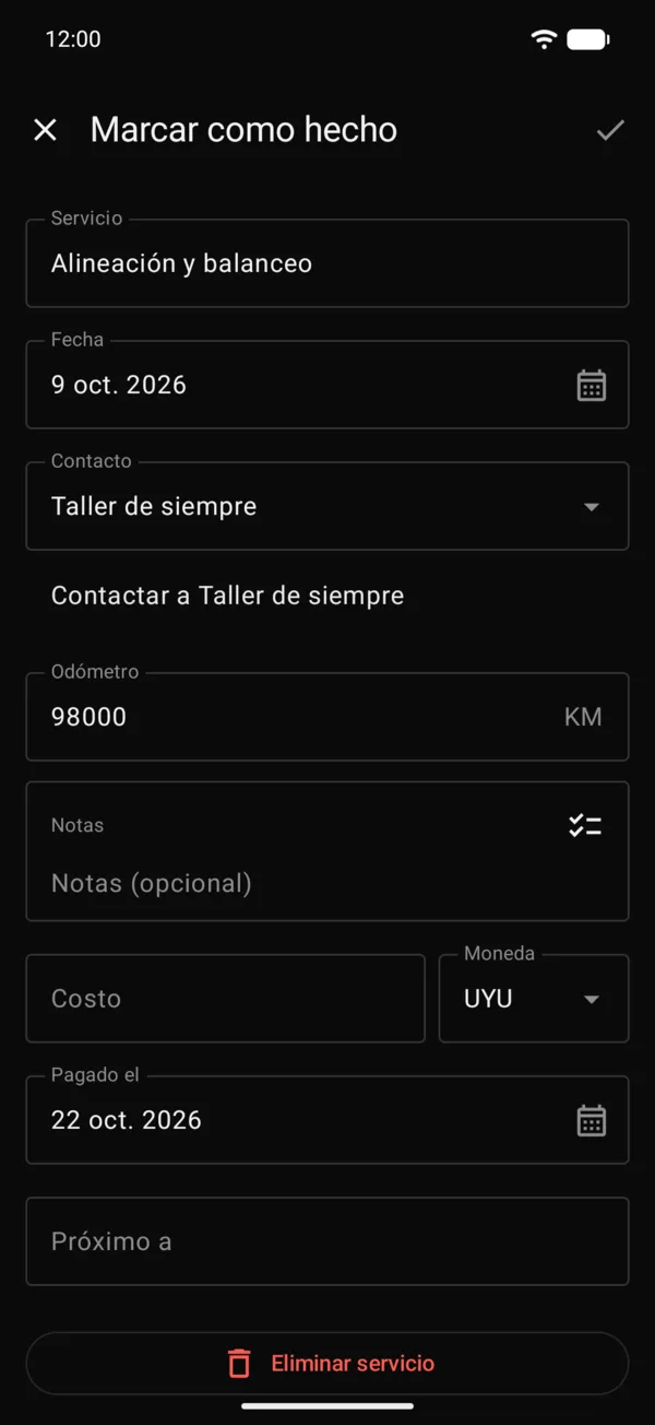 Un service con su contacto