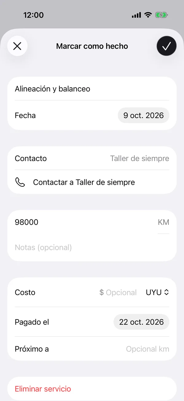 Un service con su contacto