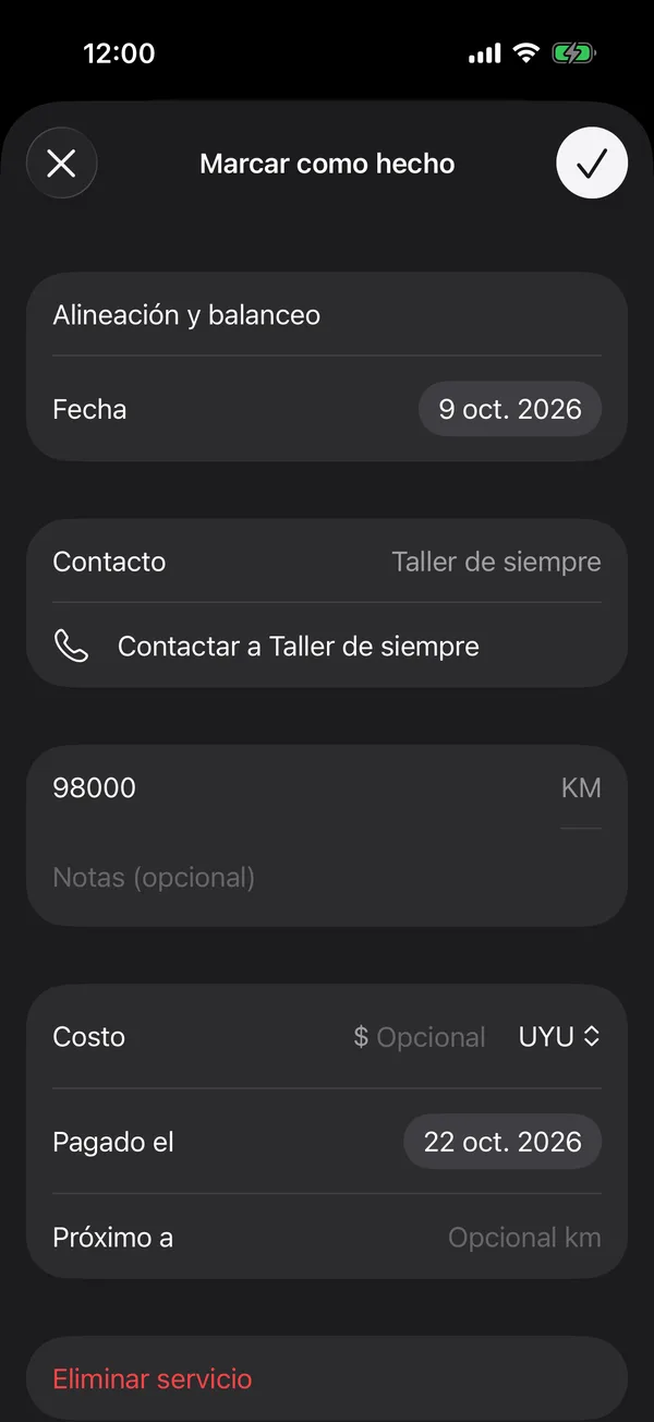 Un service con su contacto