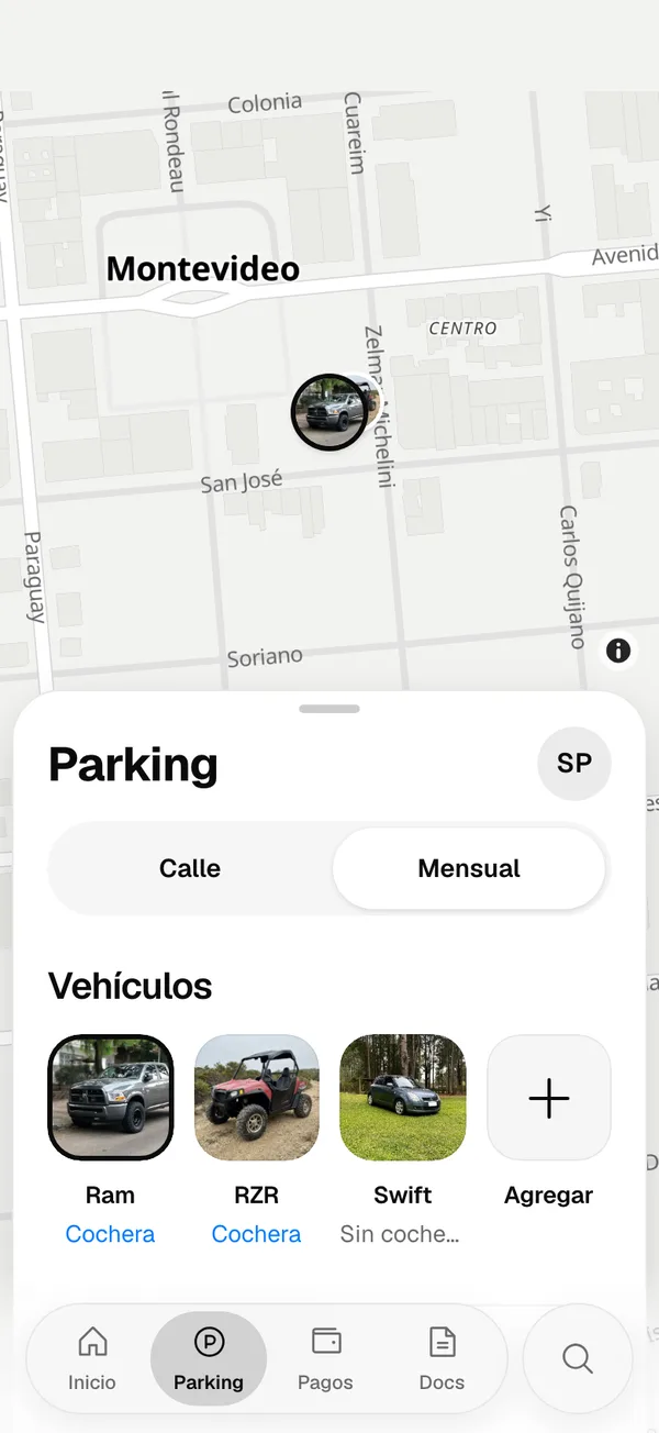 Mensual en la web, con las cocheras en el mapa