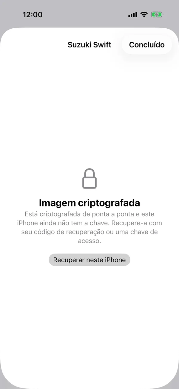 Um documento com Imagem criptografada e Recuperar neste iPhone