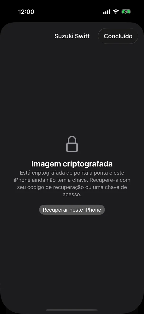 Um documento com Imagem criptografada e Recuperar neste iPhone