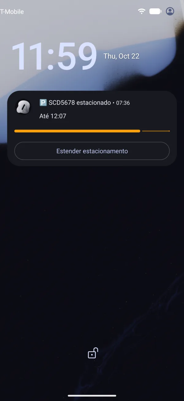 Com menos de 10 minutos, em laranja e com Estender estacionamento