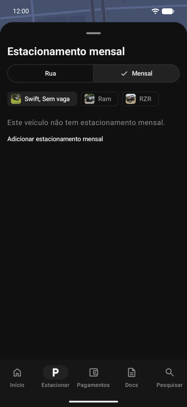 Um veículo marcado sem estacionamento mensal