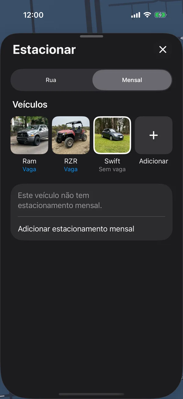 Um veículo marcado sem estacionamento mensal