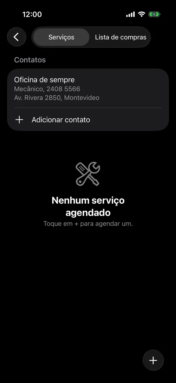 Contatos na aba Serviços