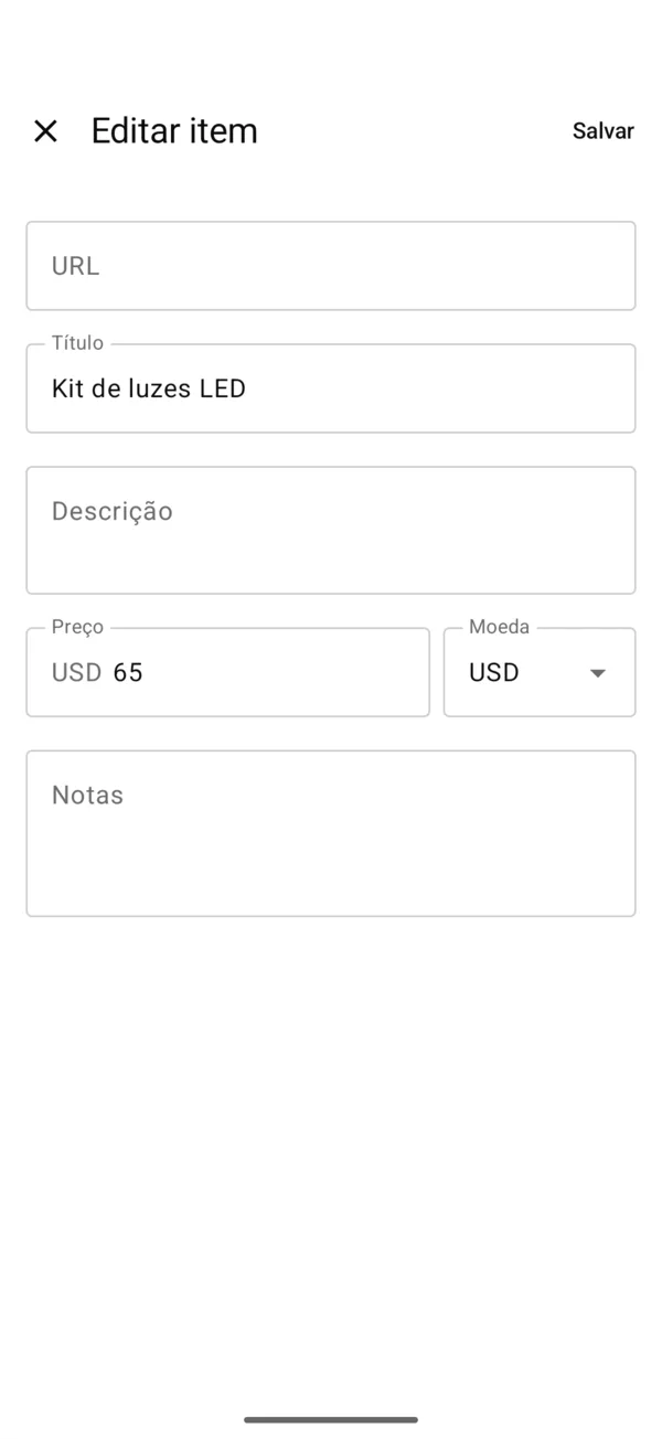 O menu de um item com Editar, Ocultar e Excluir