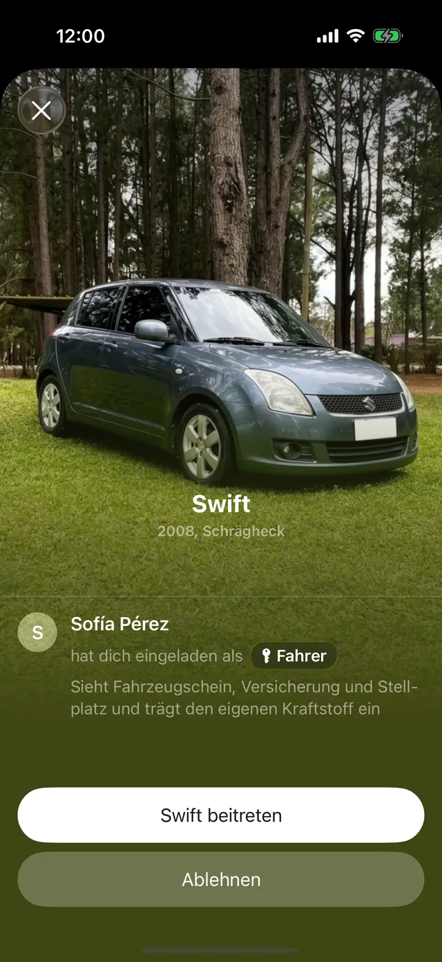 Eine Einladung zu einem Fahrzeug