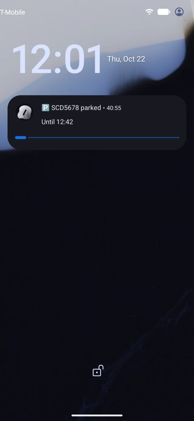 A street parking Live Activity on the Lock Screen