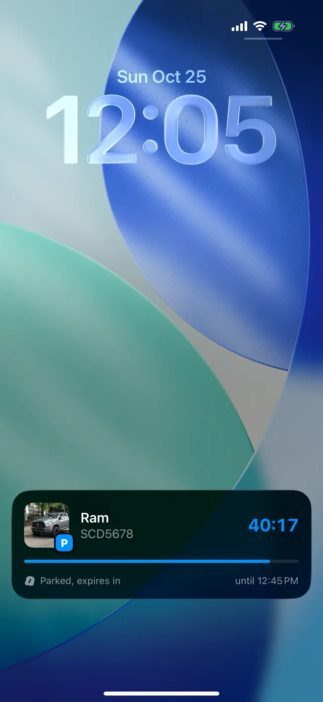 A street parking Live Activity on the Lock Screen