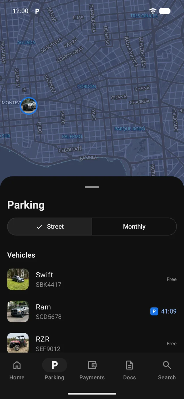 The Parking map with the vehicles