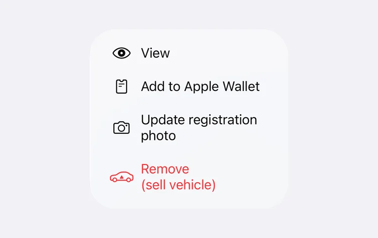 A registration card menu with Add to Apple Wallet