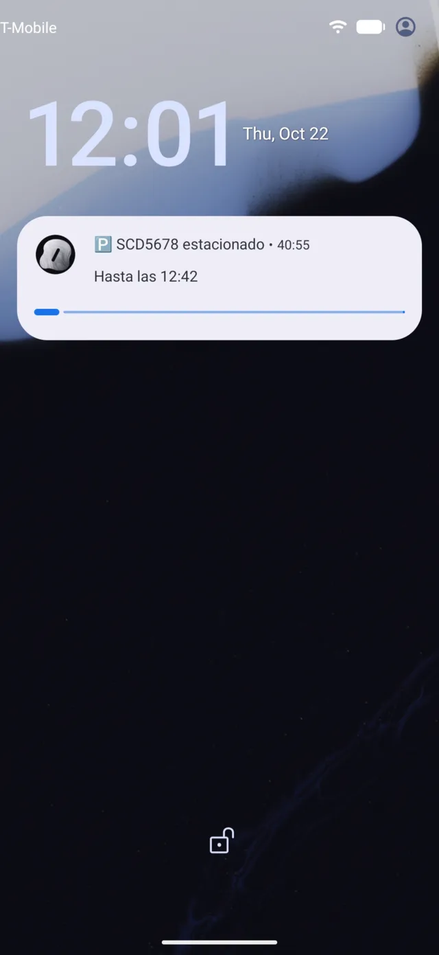 La Actividad en vivo de un tarifado en la pantalla bloqueada