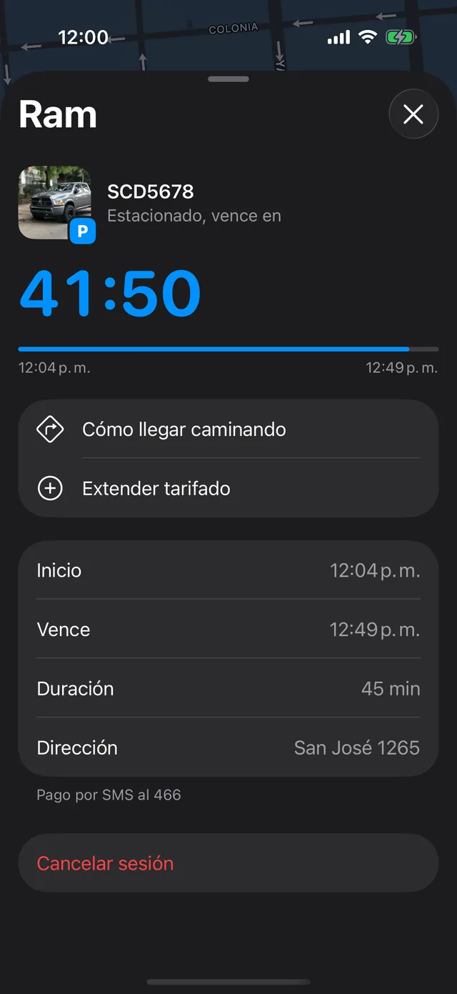 Un estacionamiento tarifado en curso