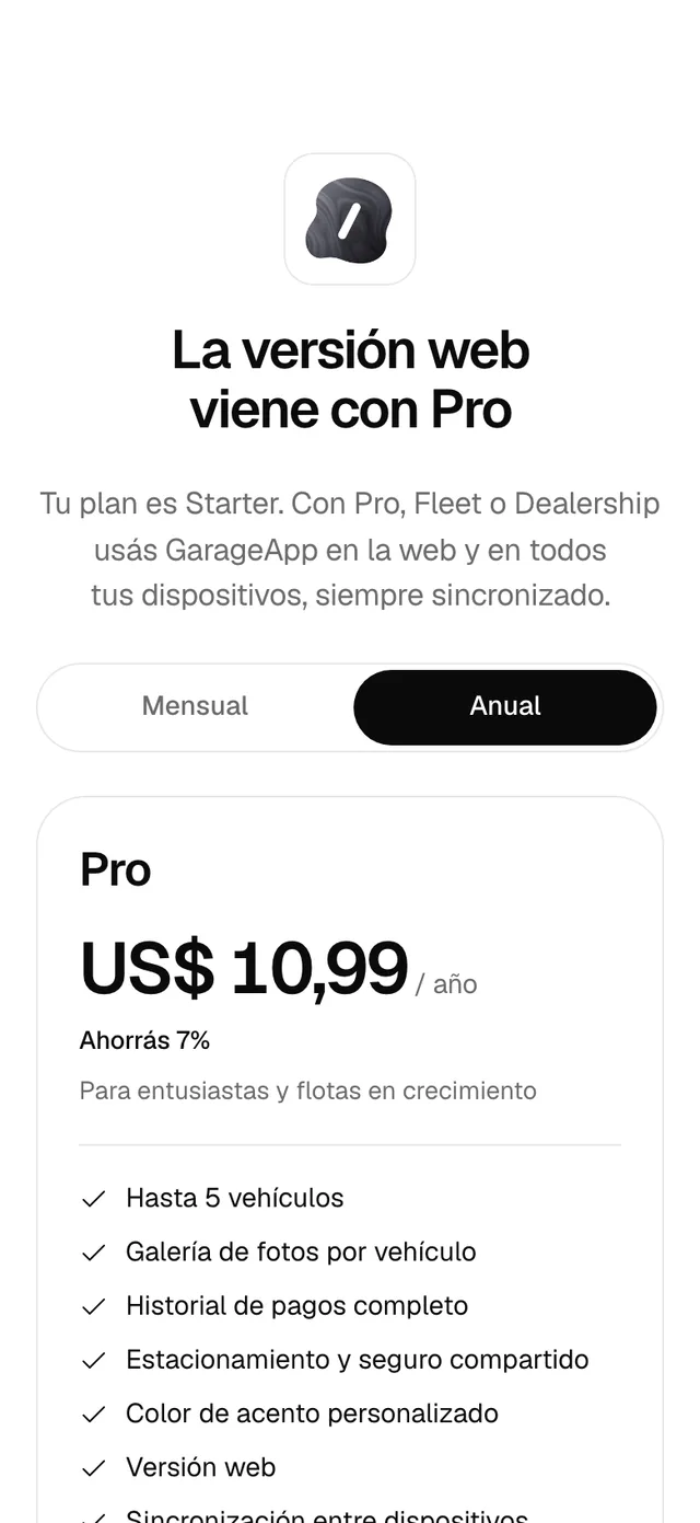 La pantalla La versión web viene con Pro