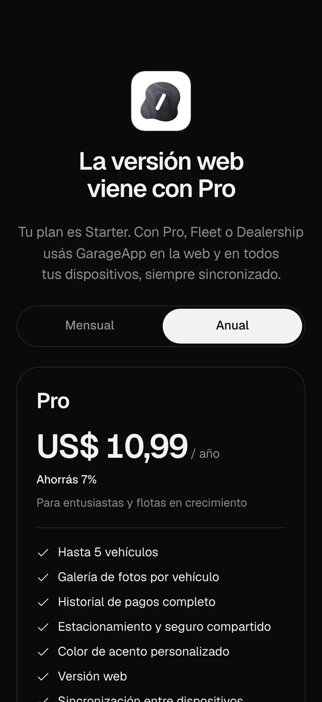 La pantalla La versión web viene con Pro