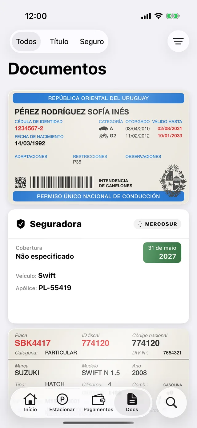 Os documentos de um veículo no GarageApp
