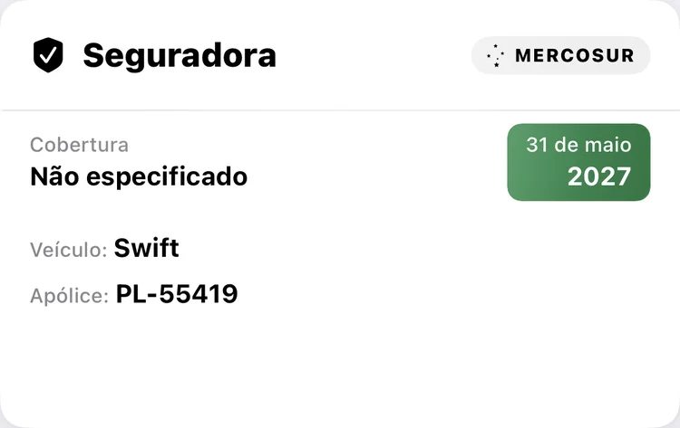 Uma apólice com a marca Mercosul