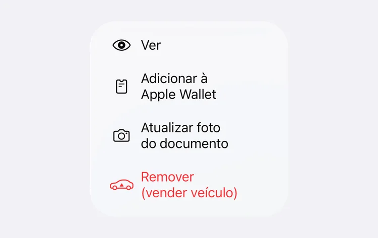 O menu de um documento com Adicionar à Apple Wallet