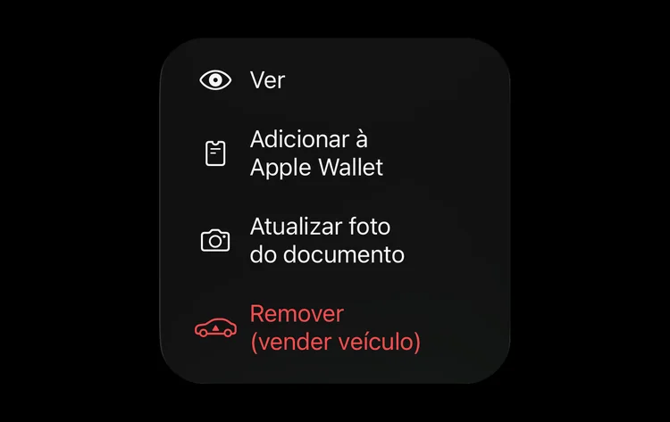 O menu de um documento com Adicionar à Apple Wallet