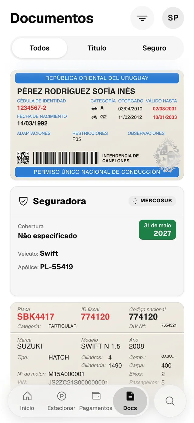 A aba Documentos na web