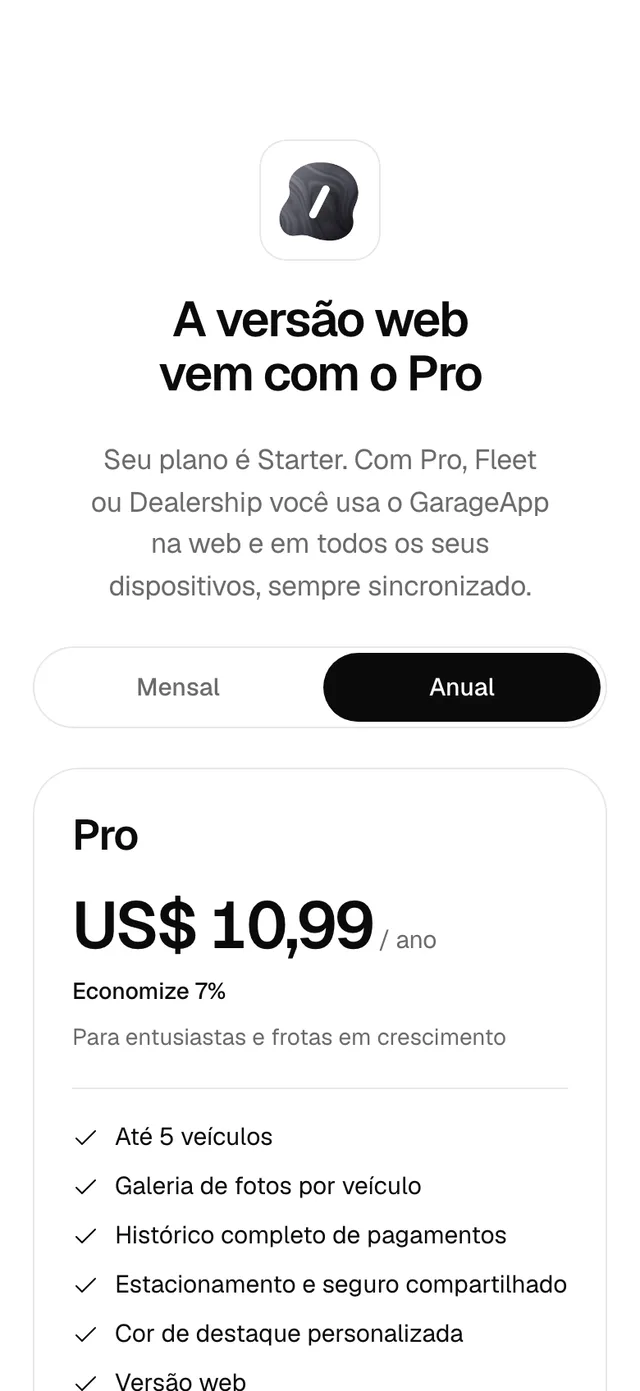 A tela A versão web vem com o Pro